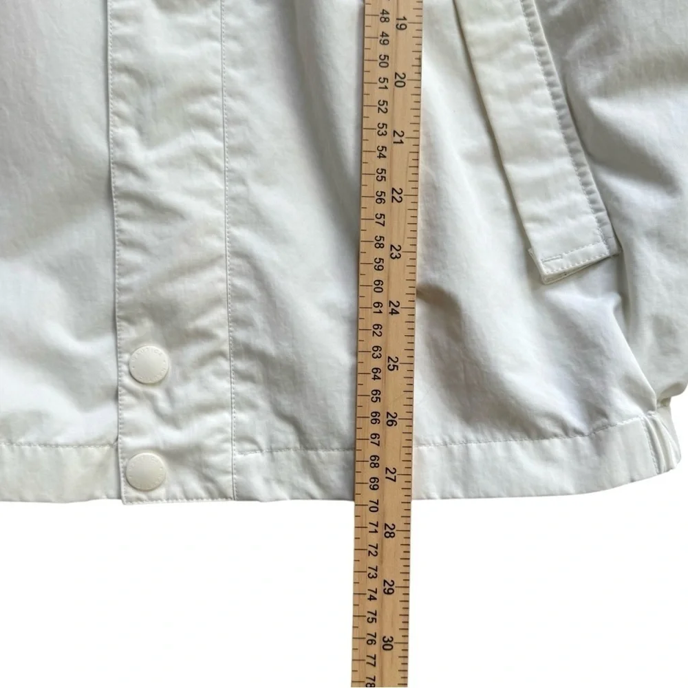 Nautica Men's Large White Sailing Windbreaker Jacket Hood Under Collar Tuck